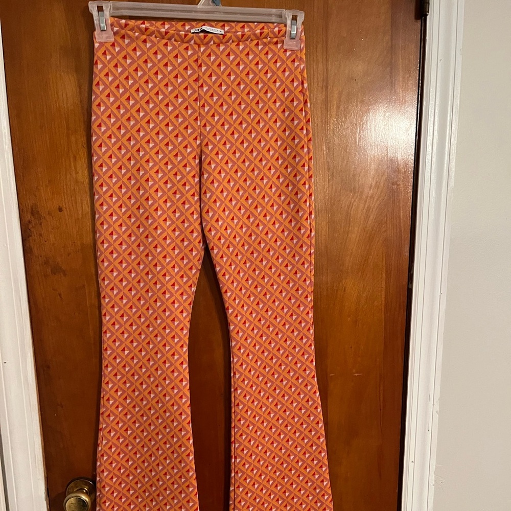 Orange Geometric Patterned Pants - image 1